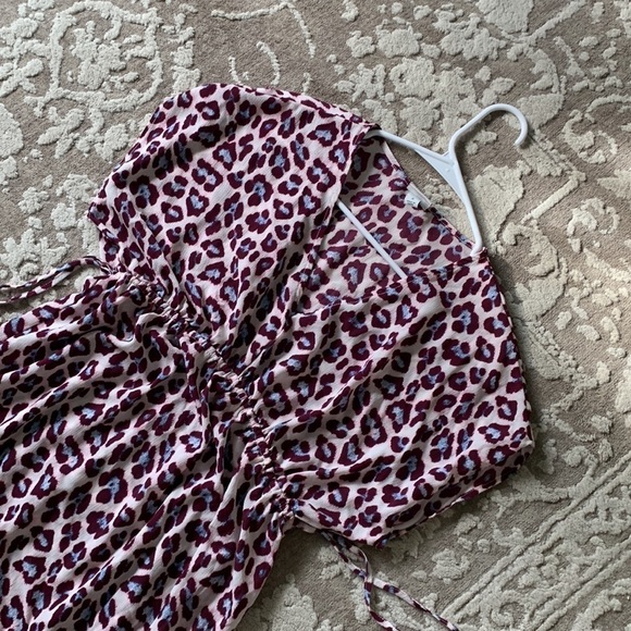 A New Day leopard purple printed midi maxi‎ dress size Small tie waist boho - Picture 11 of 13